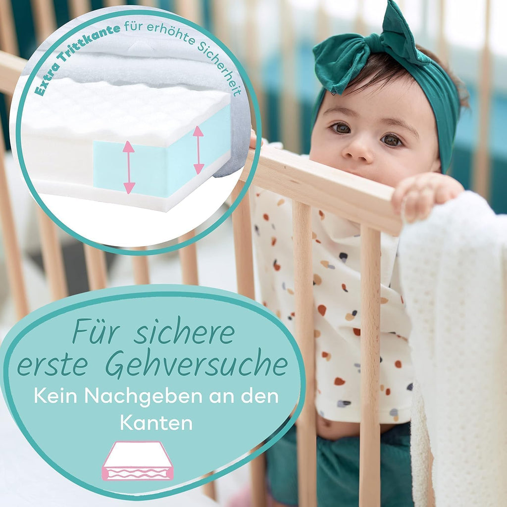 Sun Garden Kindermatratze 120x200 cm H3, Oeko Tex 100 Zertifiziert, Matratze für Kinderbett, Bezug waschbar, Optimale Matratze für Kinder, Bezug mit Klimafaser-Versteppung, Modell P1440 ComfortPur