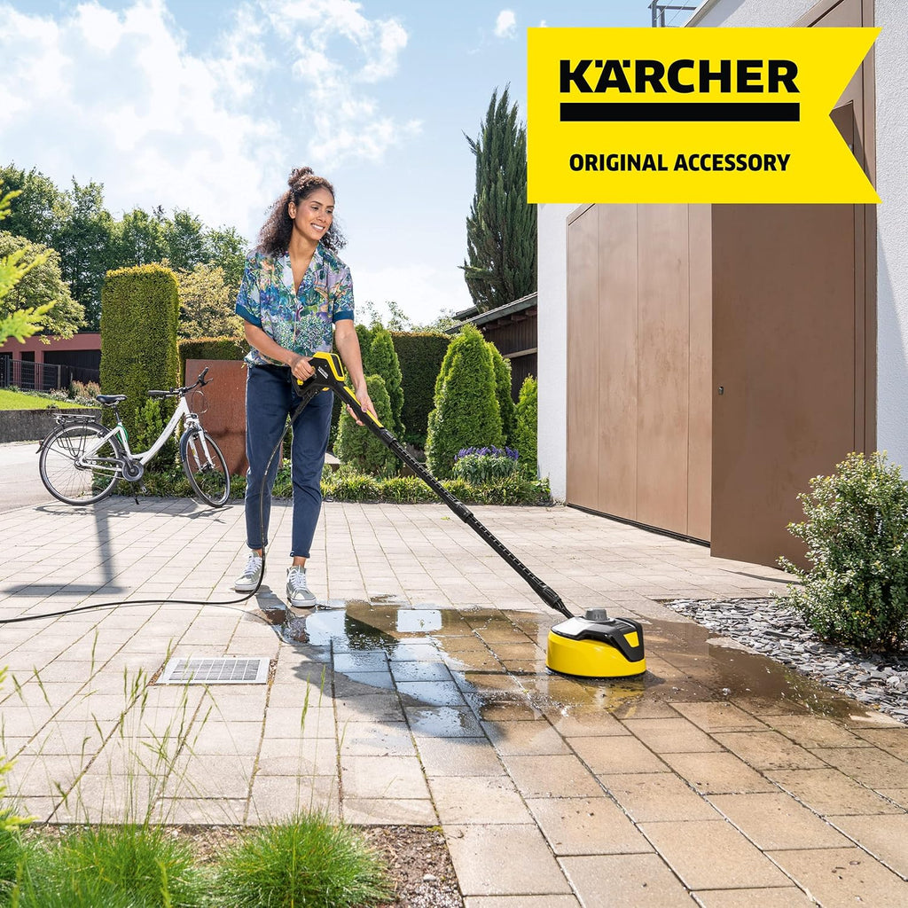 Krcher Flchenreiniger T-Racer T 5 (Spritzwasserschutz, für groe Flchen, zwei Flachstrahldüsen, Handgriff für senkrechtes arbeiten), schwarz-gelb