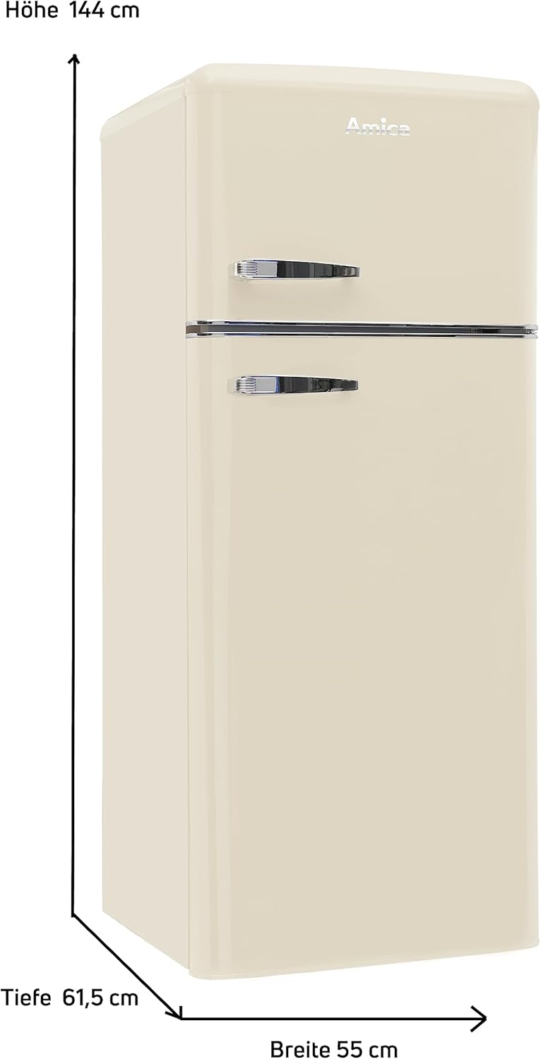 Amica KGC 15632 T Frigorifero con congelatore Retro / Ice Blue (Turchese) / 144 cm (A) x 55 cm (L) x 62 cm (P) / Design retrò / Frigorifero con congelatore