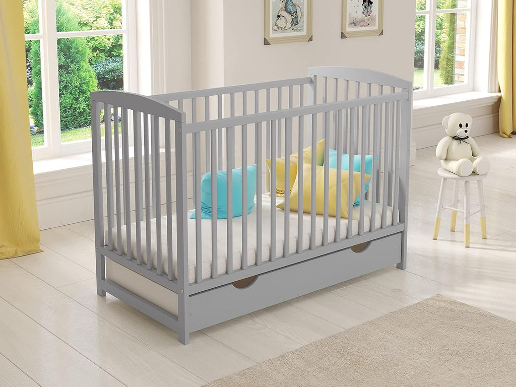 Love For Sleep Babybett Beistellbett 120x60cm mit Schaumstoffmatratze Weiß Jacob Kinderbett Baby Bett Holz - Kinderbett Babybett, Mitwachsend Gitterbett Baby Bed