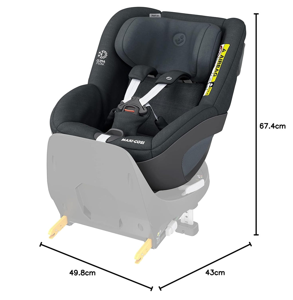 Maxi-Cosi Pearl 360 i-Size baby autositz, autositz 360 grad drehbar, 3 Monate - 4 Jahre (61-105 cm), Drehung mit nur einer Hand, ClimaFlow, Easy-In-Gurt, G-CELL, Authentic Black