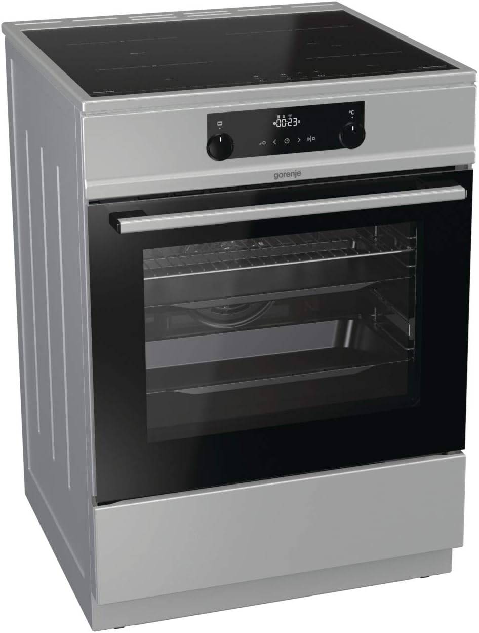 Gorenje GEIT5C61SPG Cucina indipendente con piano cottura a induzione, 50 cm, 70 litri, argento, PerfectGrill, AirFry, FrozenBake, Pizza Mode 300°C, AquaClean, Made in Europe, inox