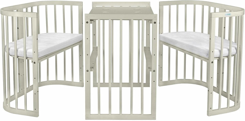 Waldin Lettino per bambini in legno 7in1 con materasso, Letto "Cresci con me", Ventilato, Base regolabile in 5 altezze, Set All-Inclusive, Legno Bianco