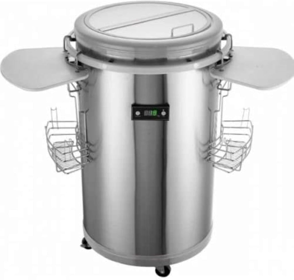 Fusto refrigerante Syntrox 50 l | Contenitore refrigerante | Fusto per bevande | Party cooler | Refrigeratore per bottiglie Salaron, per eventi, con coperchio in vetro, indicatore di temperatura, 75 Watt (Nero)