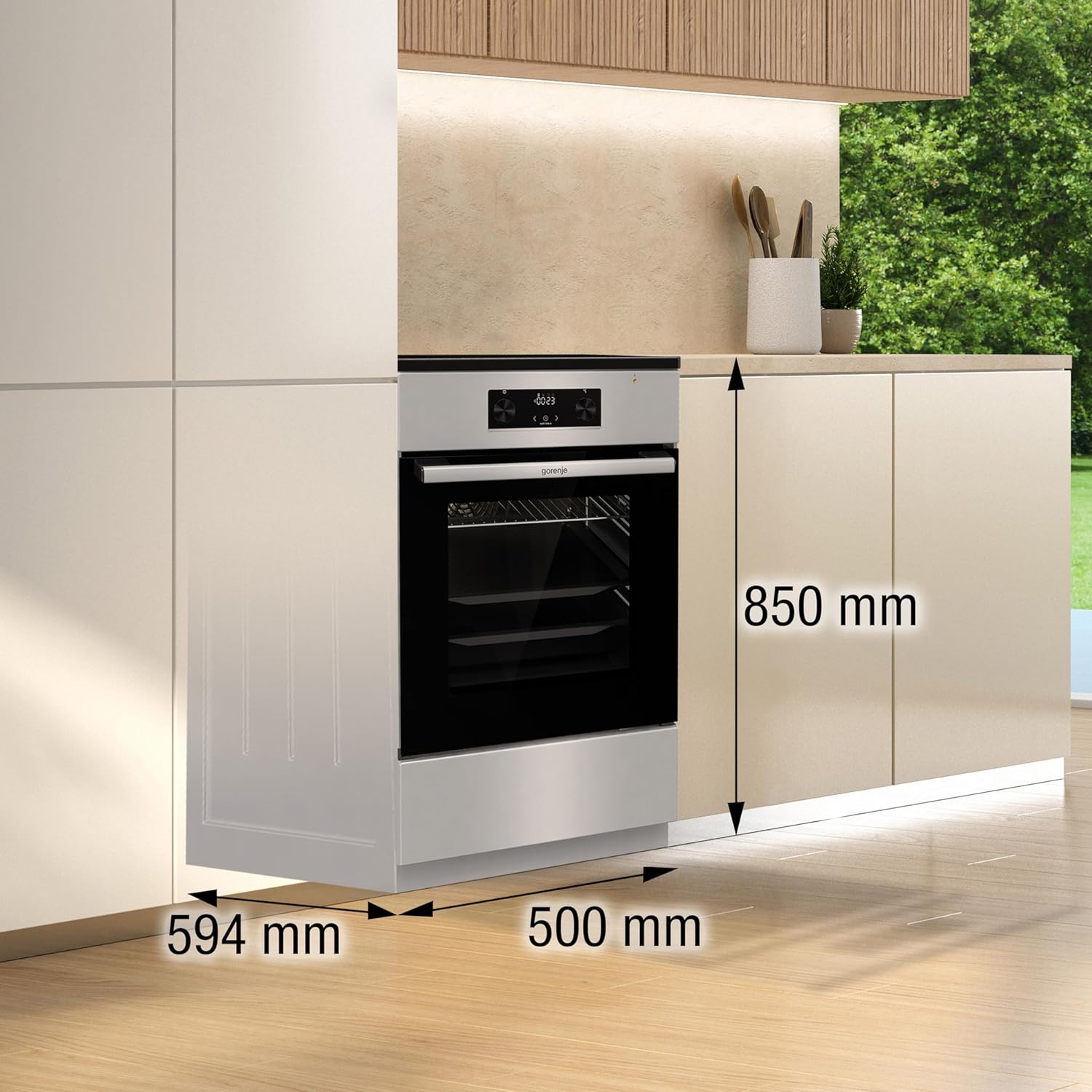 Gorenje GEIT5C61SPG Cucina indipendente con piano cottura a induzione, 50 cm, 70 litri, argento, PerfectGrill, AirFry, FrozenBake, Pizza Mode 300°C, AquaClean, Made in Europe, inox