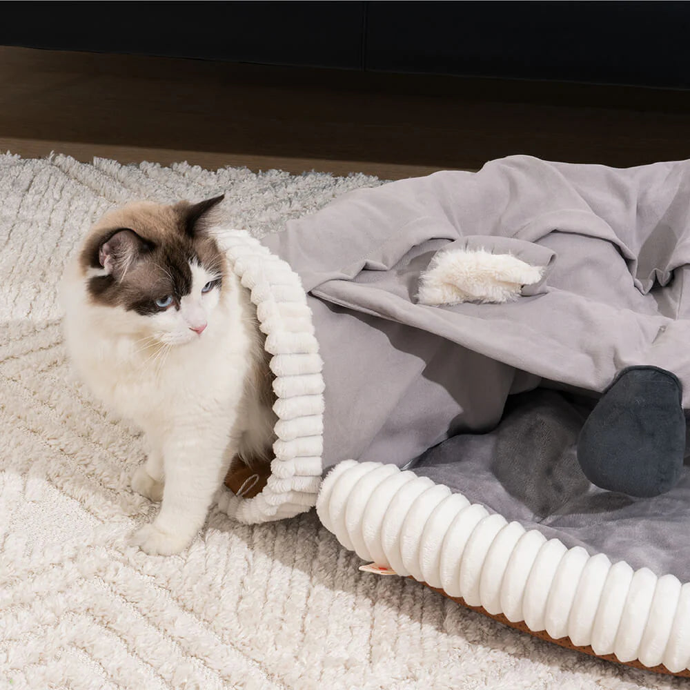 Faltbarer ComfyCat-Tunnel – Kuscheliges 2-in-1 Bett für drinnen