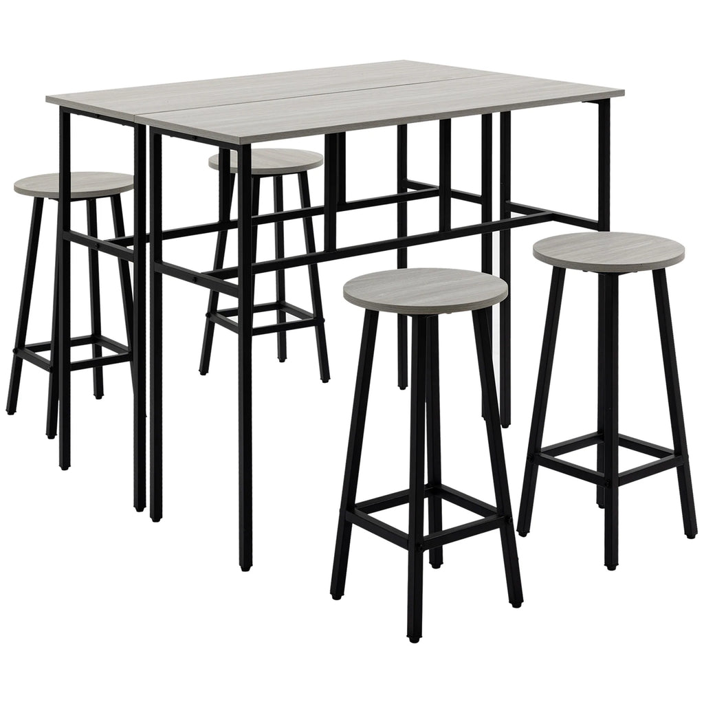 Set Tavolo da Bar HOMCOM 6 Pezzi Combinabile Salvaspazio per Sala da Pranzo