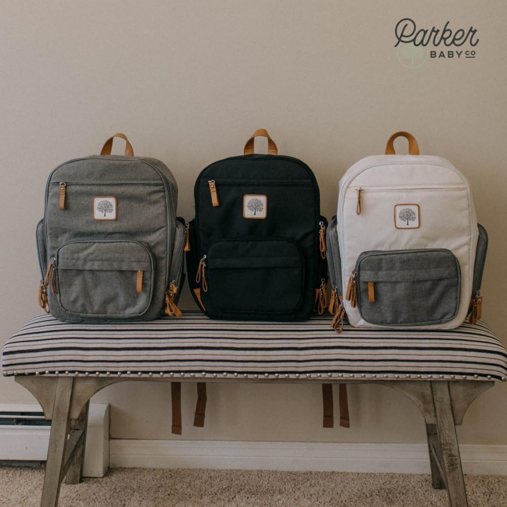 Parker Baby Diaper Backpack - Full Zip Diaper Bag with Insulated Pockets