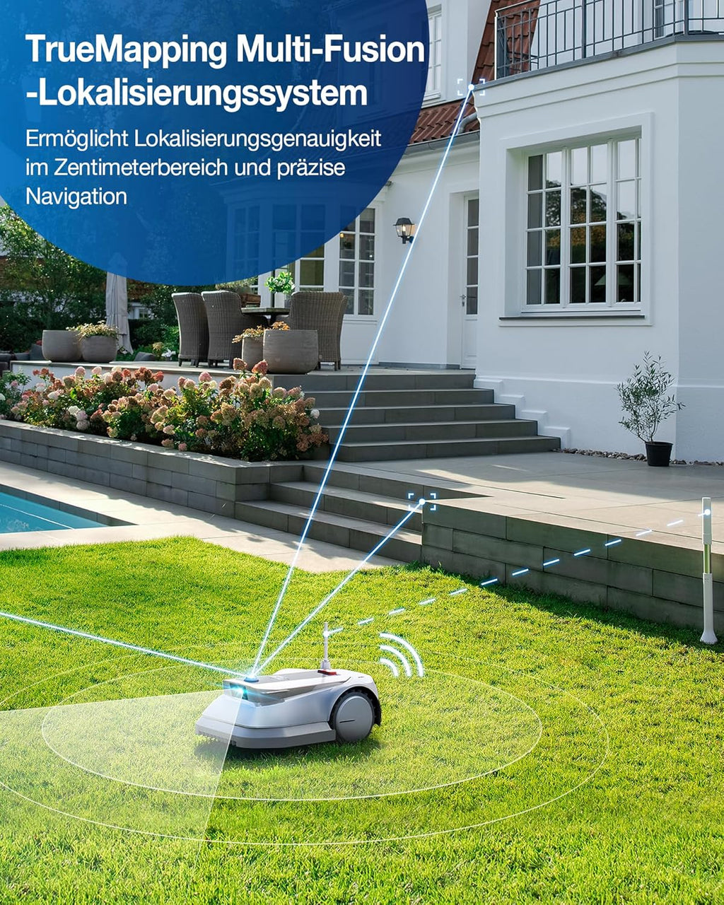 ECOVACS GOAT G1-800 Robot rasaerba senza cavo perimetrale 800㎡, robot tosaerba con localizzazione multifusione TrueMapping, evitamento ostacoli, gestione a 16 zone, pendenza del 45%, videomanager