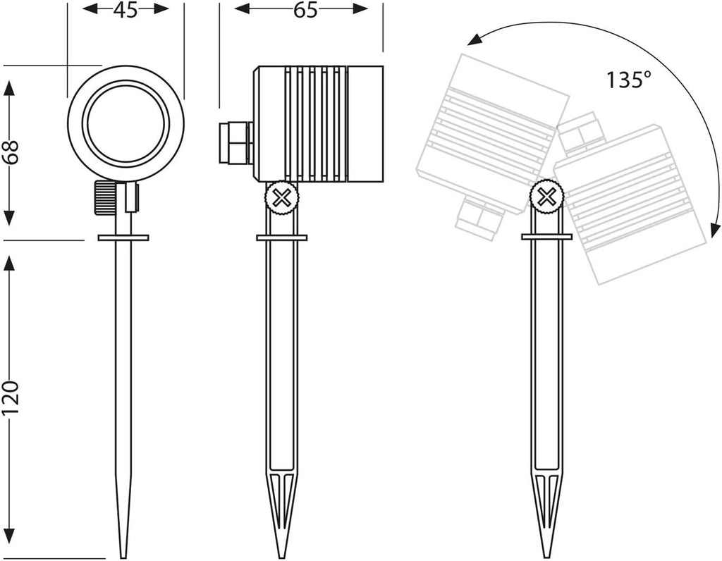ledscom.de 10 Pezzi Faretto da Giardino a LED Piccolo con Picchetto TARL per Esterni, IP65, Spina, Nero, 4,3 W, 340lm, Bianco Caldo