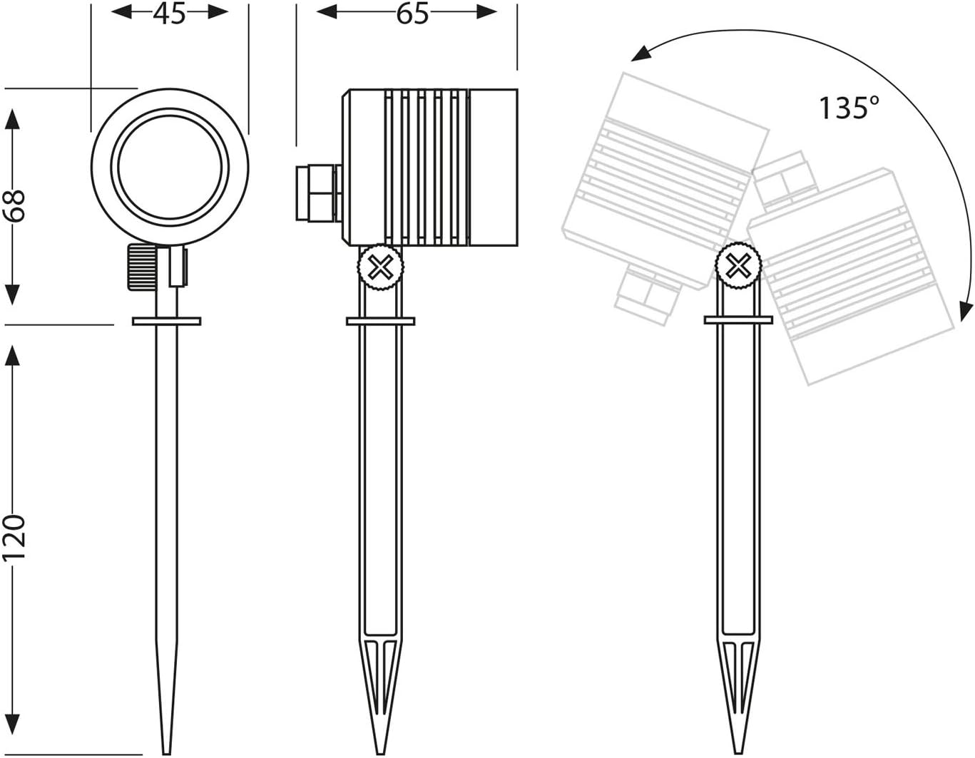 ledscom.de 10 Pezzi Faretto da Giardino a LED Piccolo con Picchetto TARL per Esterni, IP65, Spina, Nero, 4,3 W, 340lm, Bianco Caldo