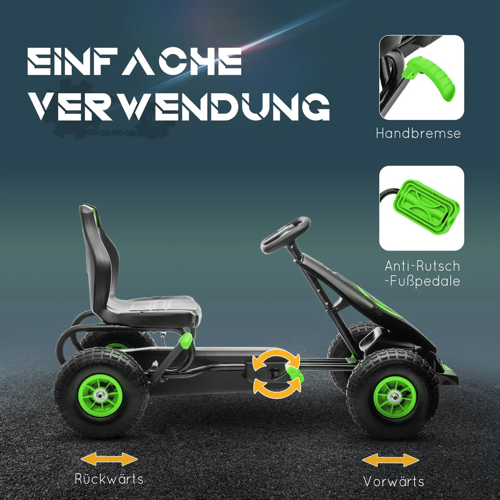 HOMCOM Go-kart per bambini, sedile regolabile in 3 posizioni, pneumatici in gomma