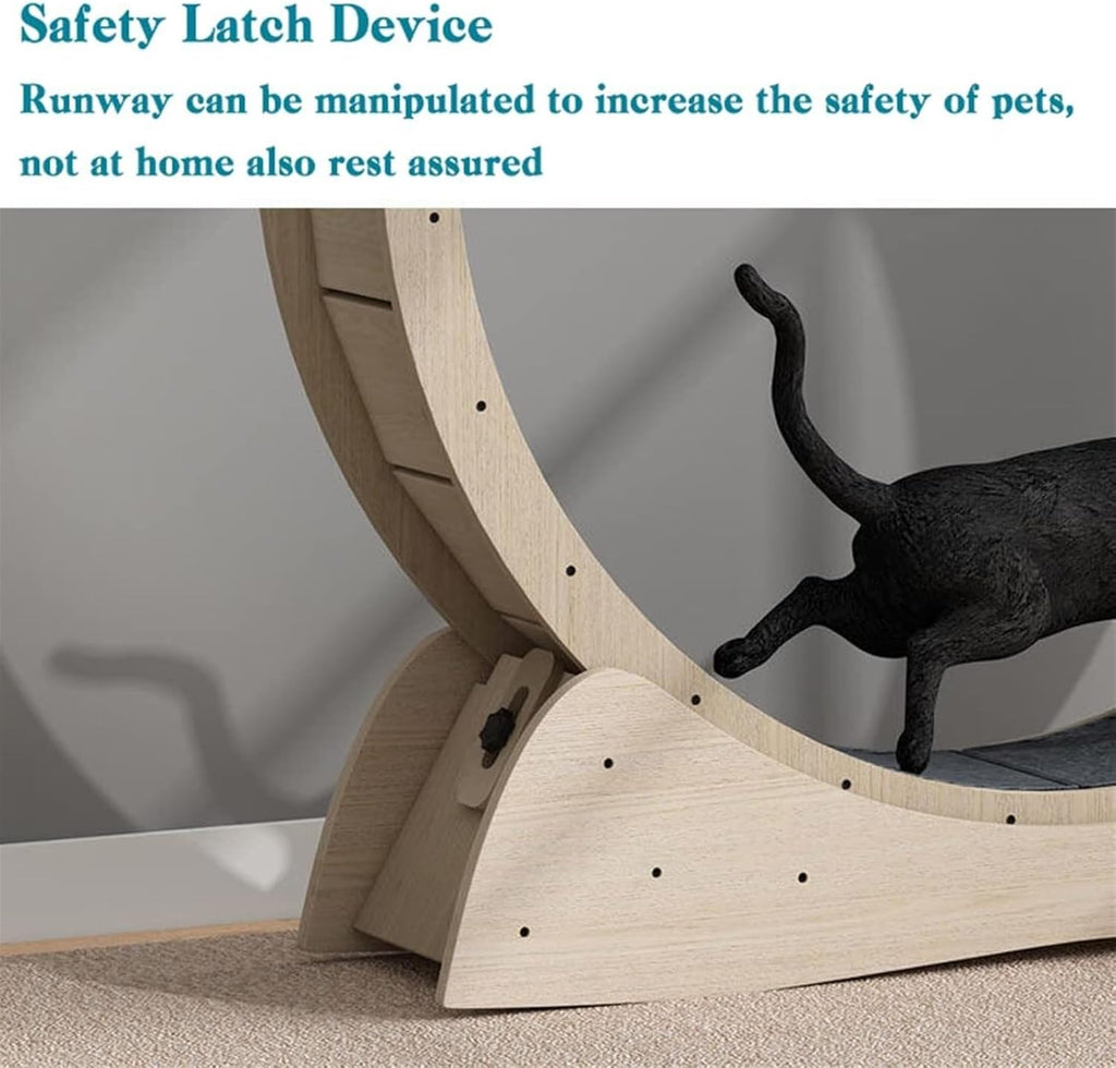 Katzenlaufrad 3 in 1 Katzen Laufrad Holz 85/100/120cm Durchmesser Großes Laufrad Für Katzen mit Griffpads Sperrvorrichtung und TPE Silent Wheel Katzenlaufrad für Katzen Drinnen Cat Wheel(Size:Diameter
