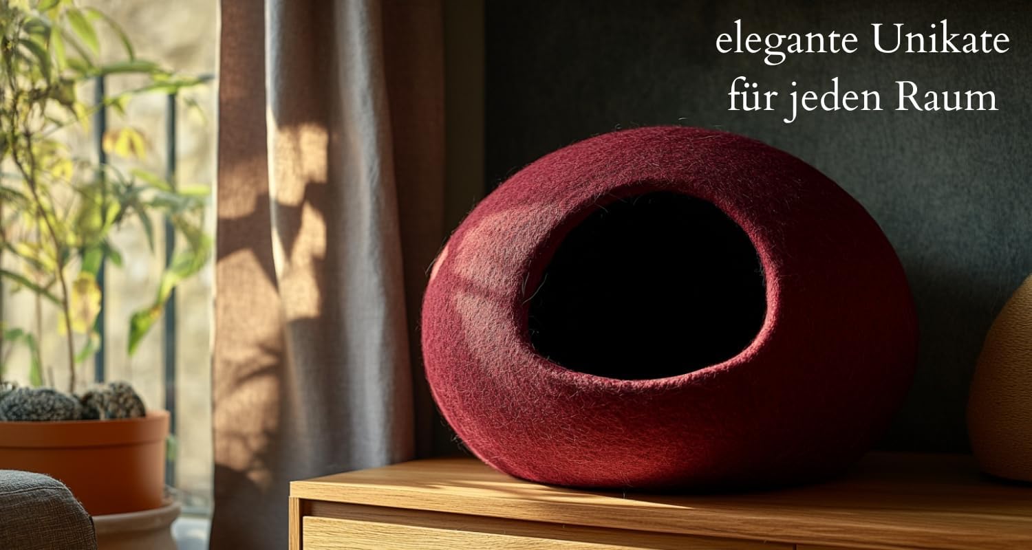 ecocasa Cuccia Casetta per Gatti Cuscino per Gatti XL – anche per Gatti Grandi – Esterno Robusto e Interno Morbidissimo – Fatto a Mano in Lana Neozelandese – Blu Oceano
