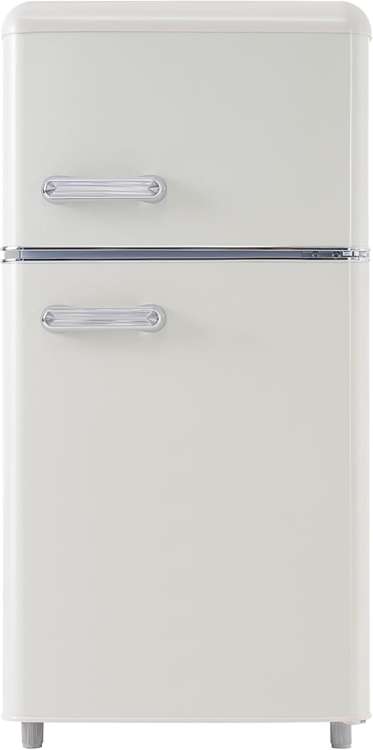 Merax Frigorifero con Congelatore, Frigorifero Combinato, Piccolo Frigorifero con 51L e Congelatore 21L, Silenzioso, LED, Ripiani in Vetro, Cassetto Verdura, Balconcini, per Cucina, Soggiorno, Ufficio, Nero