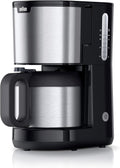 Braun PurShine KF1505 BK Filterkaffeemaschine, 1,2L Edelstahl-Thermokanne für bis zu 9 Tassen, OptiBrew-System, Tropf-Stopp-Funktion, schwenkbarer Filterkorb, Automatische Abschaltung, 1000W, Schwarz