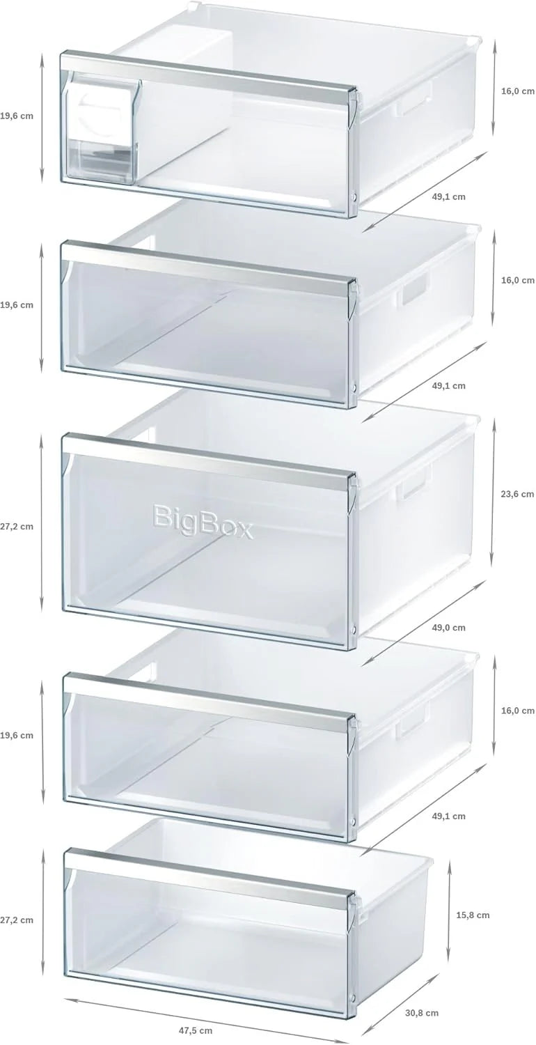 Siemens GS54NAWCV iQ500 Congelatore, 176 x 70 cm, 327 L, noFrost mai più sbrinamento, bigBox spazio per alimenti grandi, varioZone ripiani in vetro e cassetti flessibili, Bianco