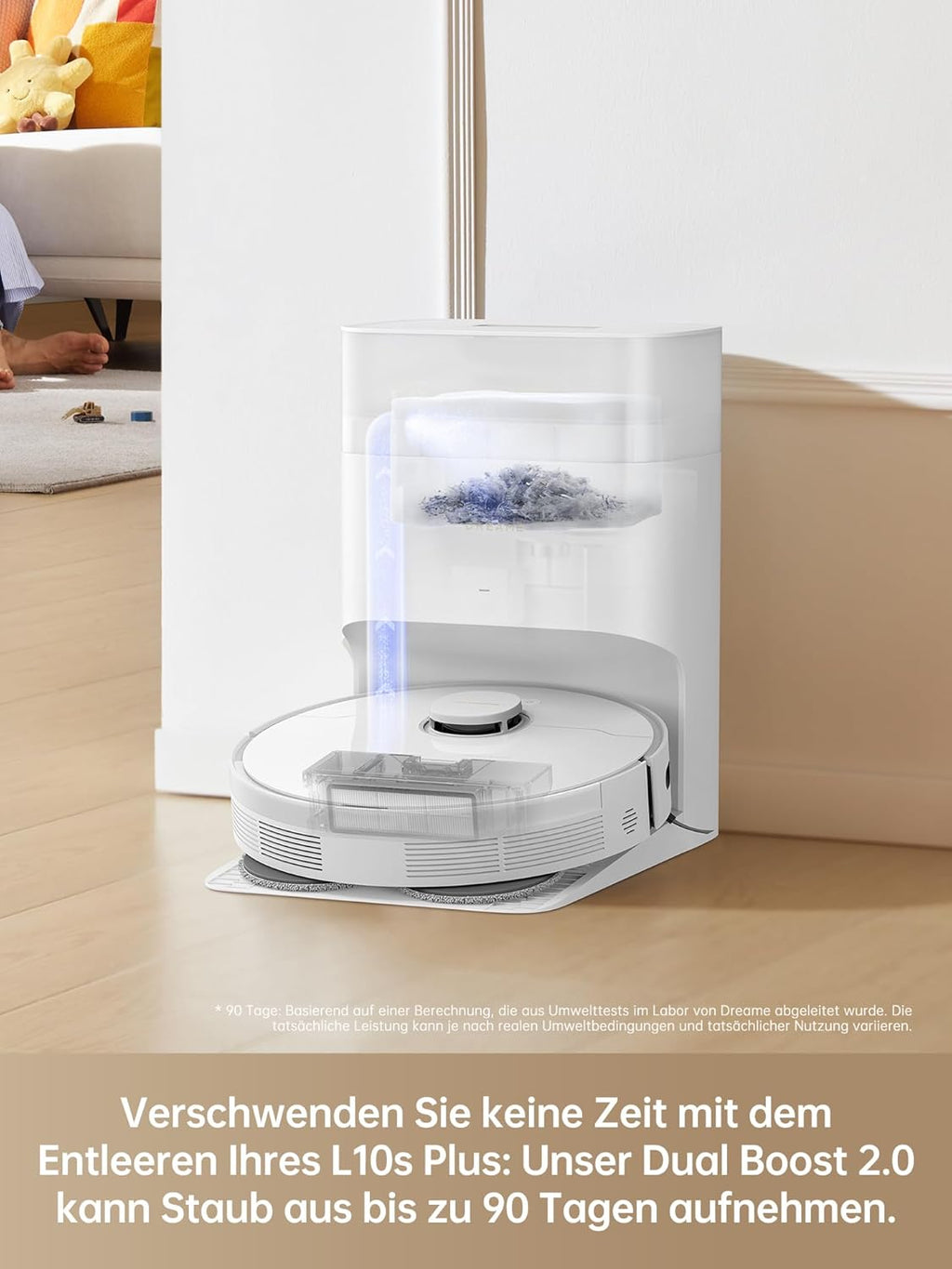 dreame L10 Prime Saugroboter und Wischroboter mit Automatischer Waschstation von Wischpads, 7mm Mopanhebung, LDS Navigation, 4000Pa Saugleistung, 3D Mapping, WiFi/APP