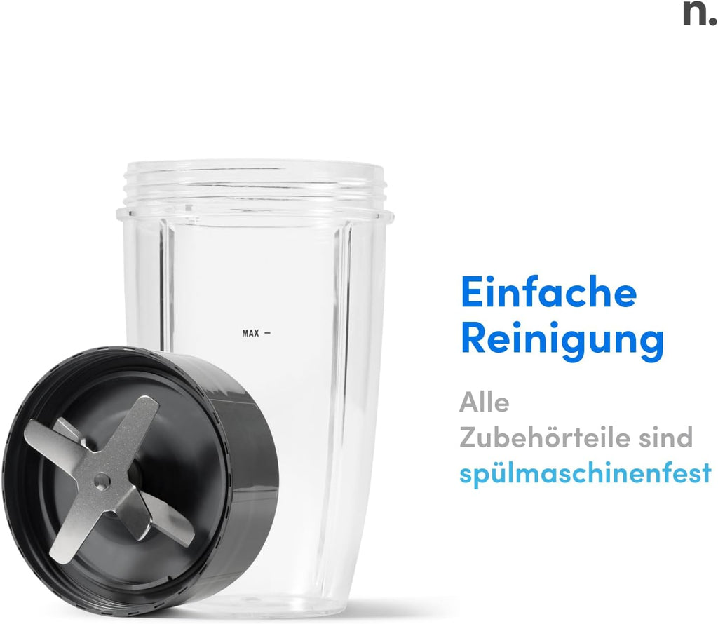 nutribullet Pro, 900 Watt, Facile e veloce da usare, Compatto, Facile da pulire, Con bicchiere da 700 ml, Frullatore per smoothie, Mixer elettrico, NB904B, Nero