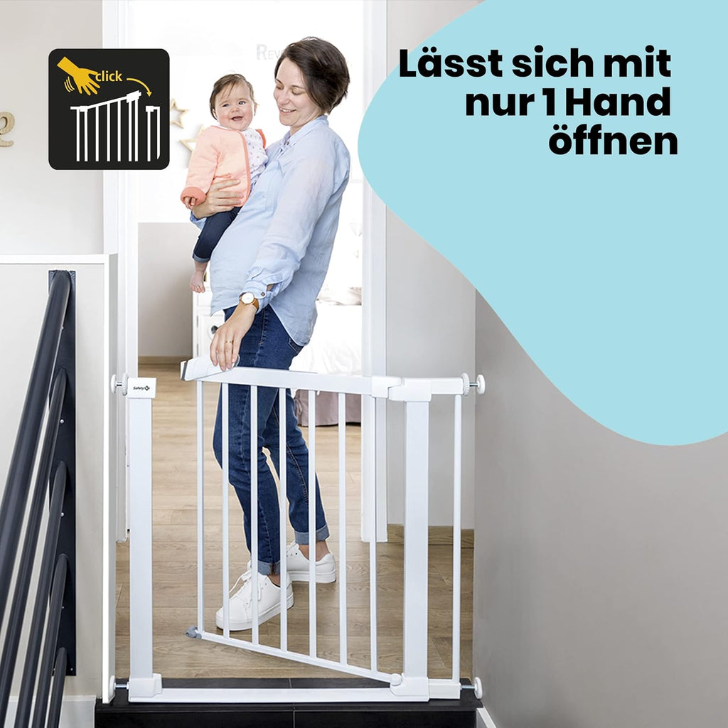 Safety 1st Easy Close Extra Tall, extra hohes (91 cm) Sicherheitsgitter aus Metall, druckfest, ideal für Kinder und Haustiere, mit einer Breite, die sich von 73 auf 80 cm ausdehnen lsst, wei