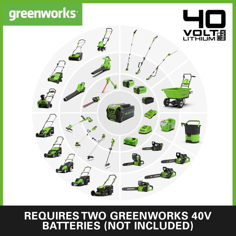 Greenworks GD40ABK2X Axial Akku Laubbläser mit bürstenlosem Motor, 210 km/h, 15,6 m³/min, zwei 40V 2Ah Akkus & Ladegerät, 3 Jahre Garantie