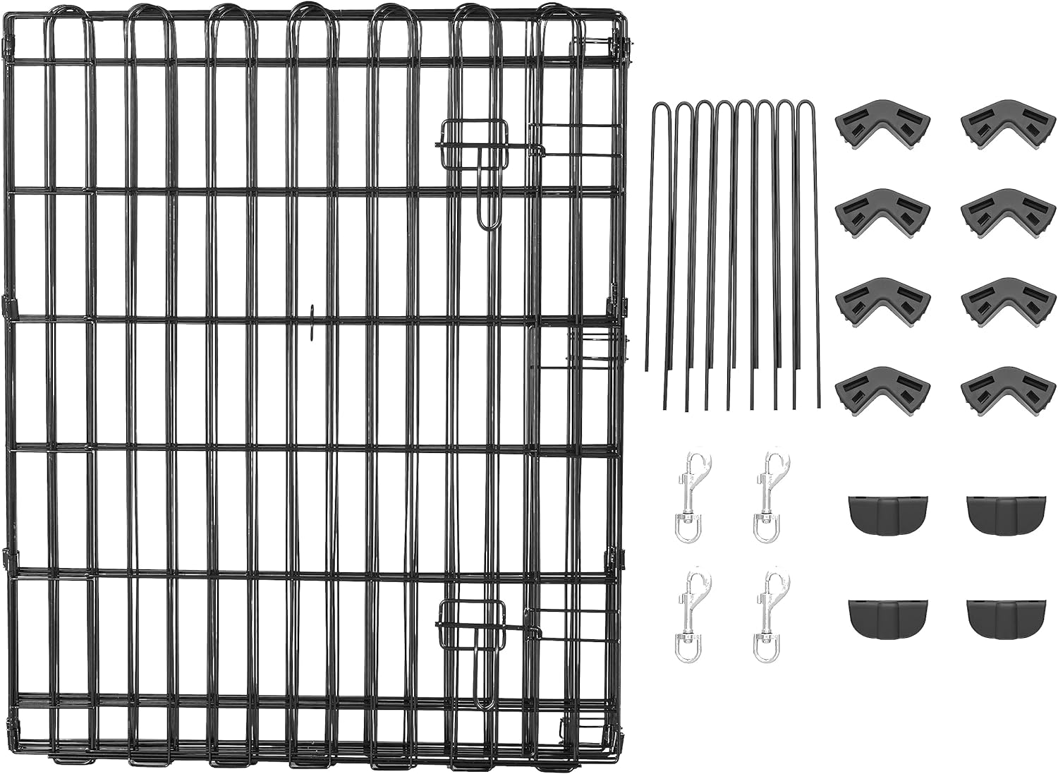 Amazon Basics - Achteckig, Laufgehege für Hunde und andere Haustiere, faltbar, Metall, mit Tür,122 cm, Schwarz