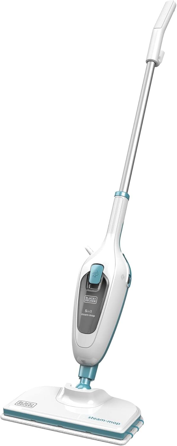 Black+Decker 1.300W 5-in-1 Dampfbesen Steam Mop FSM13E5 (Dampfreiniger für hygienische, gründliche Sauberkeit, abnehmbarer Stiel, einfache Bedienbarkeit, inkl. 5-teiliges Zubehrset)