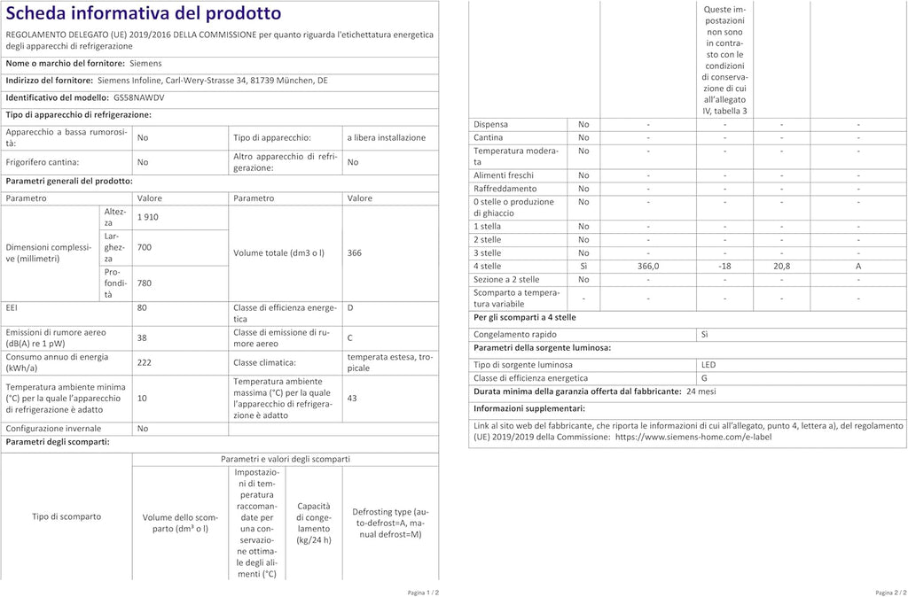 Siemens GS54NAWCV iQ500 Congelatore verticale, 176 x 70 cm, 327 L, NoFrost mai più sbrinamento, bigBox spazio per alimenti di grandi dimensioni, varioZone ripiani e cassetti flessibili in vetro, Bianco
