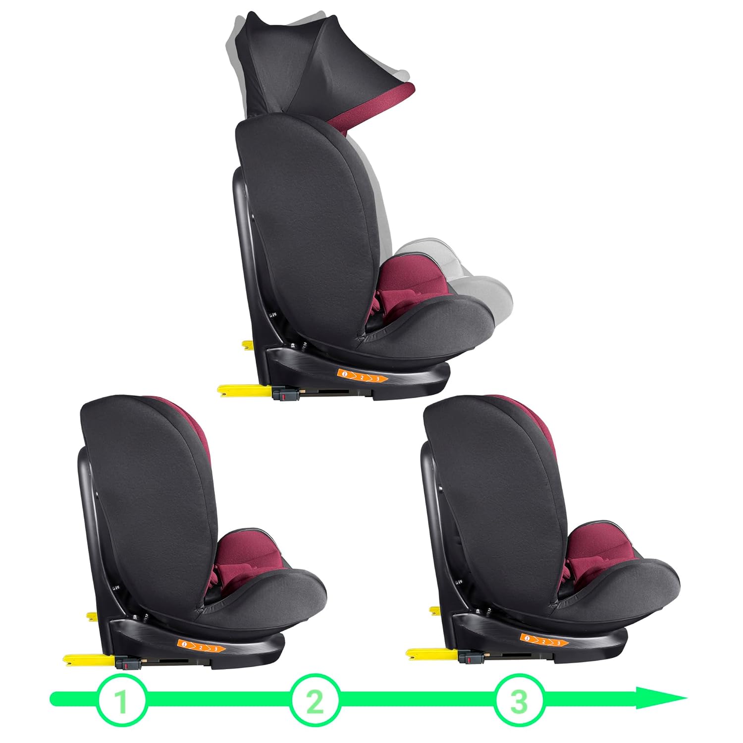 XOMAX XZ-16 Kindersitz drehbar 360° mit ISOFIX und Liegefunktion I mitwachsend I 0-36 kg, 0-12 Jahre, Gruppe 0/1/2/3 I 5-Punkt-Gurt und 3-Punkt-Gurt I Bezug abnehmbar, waschbar I ECE i-Size 129R