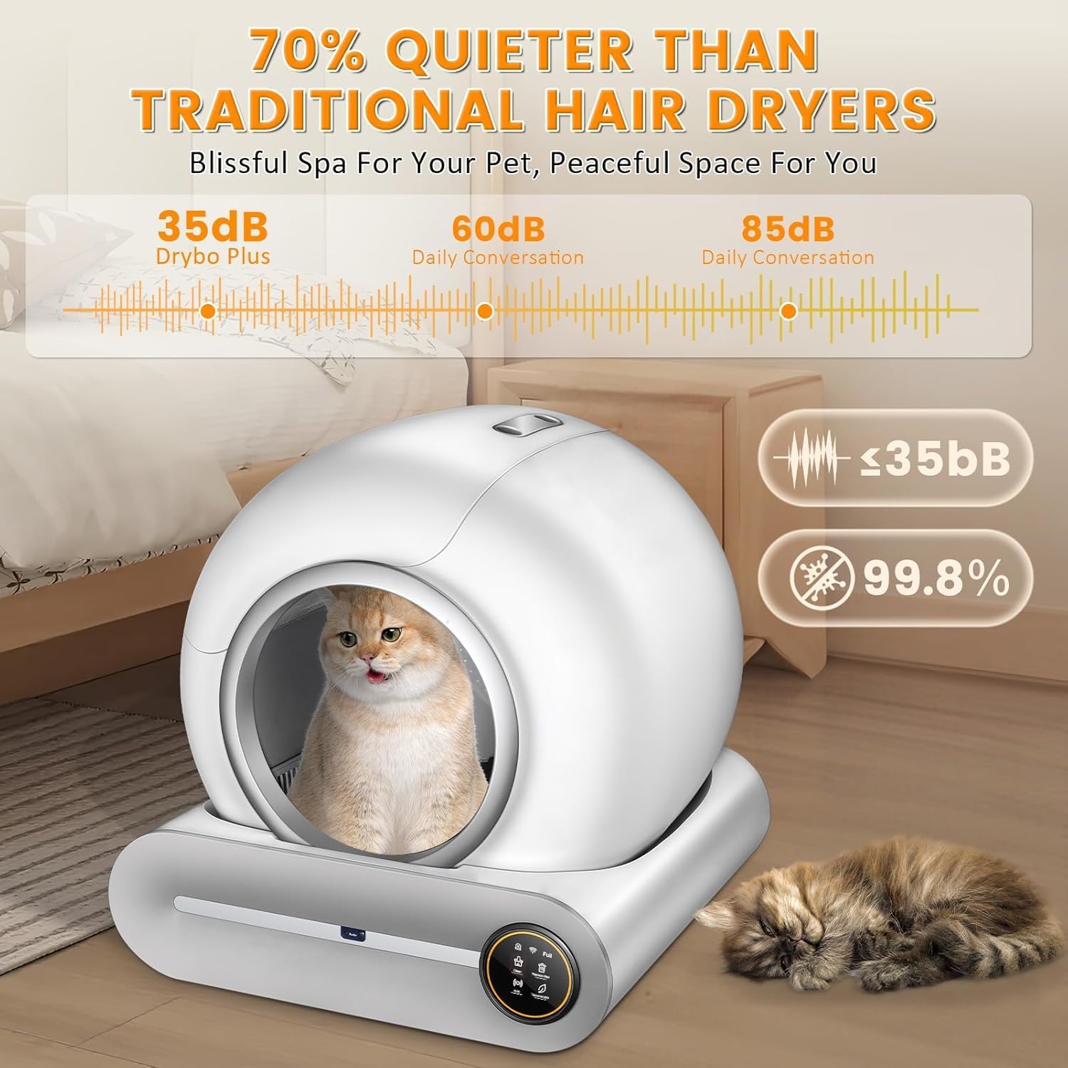 Lettiera Gatto Automatica Elettrica Cat Litter Box Selbstreinigende Automatisches Katzenklo XXL con APP Lettiera Elettrica Chiusa per Gatti di Taglia Grande (Tipo A)