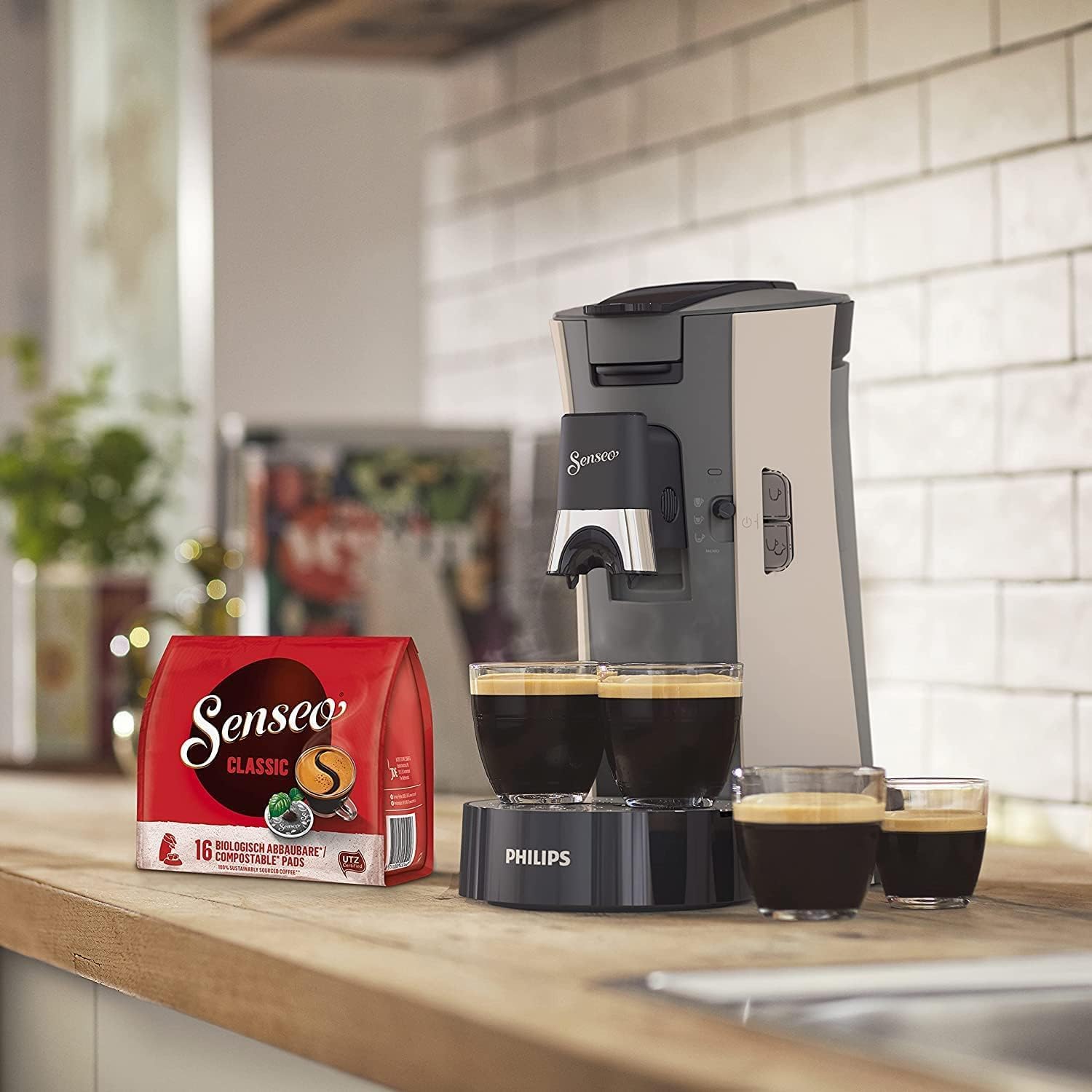 Philips Senseo Select CSA240/20 Macchina da caffè a cialde (selezione intensità Plus, funzione Memo, in plastica riciclata), Nero Eco