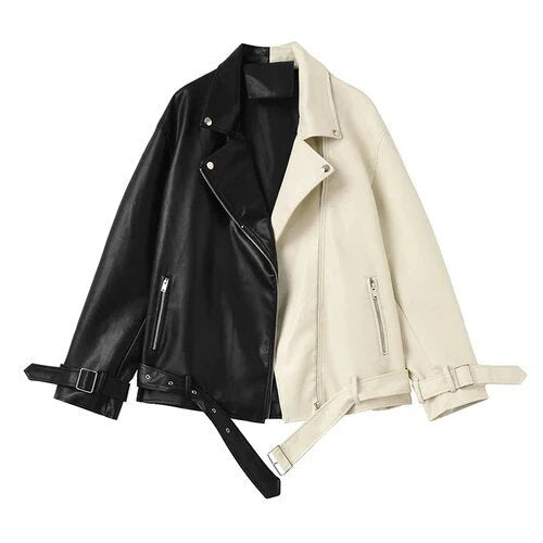 Lozenda - Colour-Block-Lederjacke für Damen