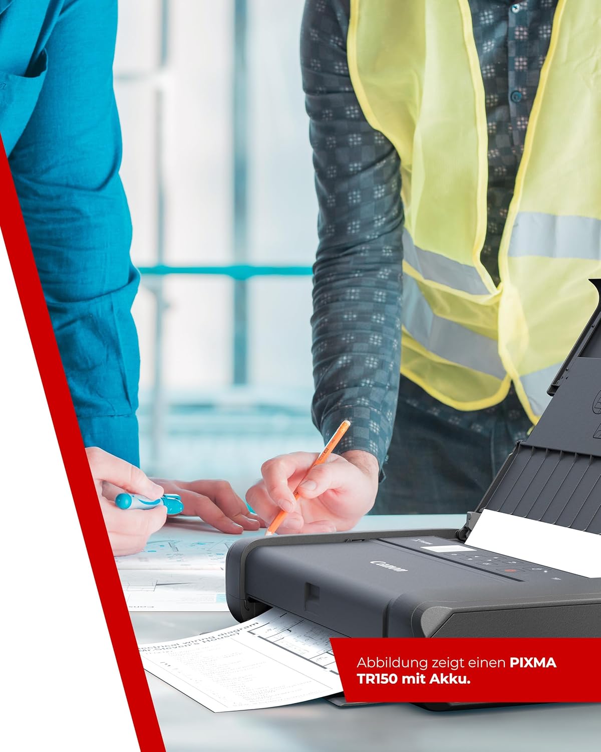 Canon PIXMA TR150 stampante portatile con batteria (Wi-Fi, cloud, AirPrint, 4.800 DPI x 1.200 DPI, USB 2.0 ad alta velocità tipo C, display OLED, stampante a getto d'inchiostro), nero