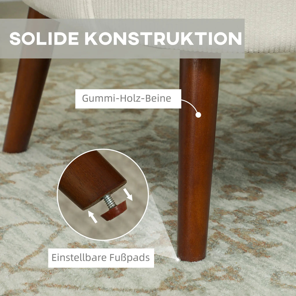 HOMCOM Polstersessel Wohnzimmer weich & federnd Flügelrücken cremeweiß