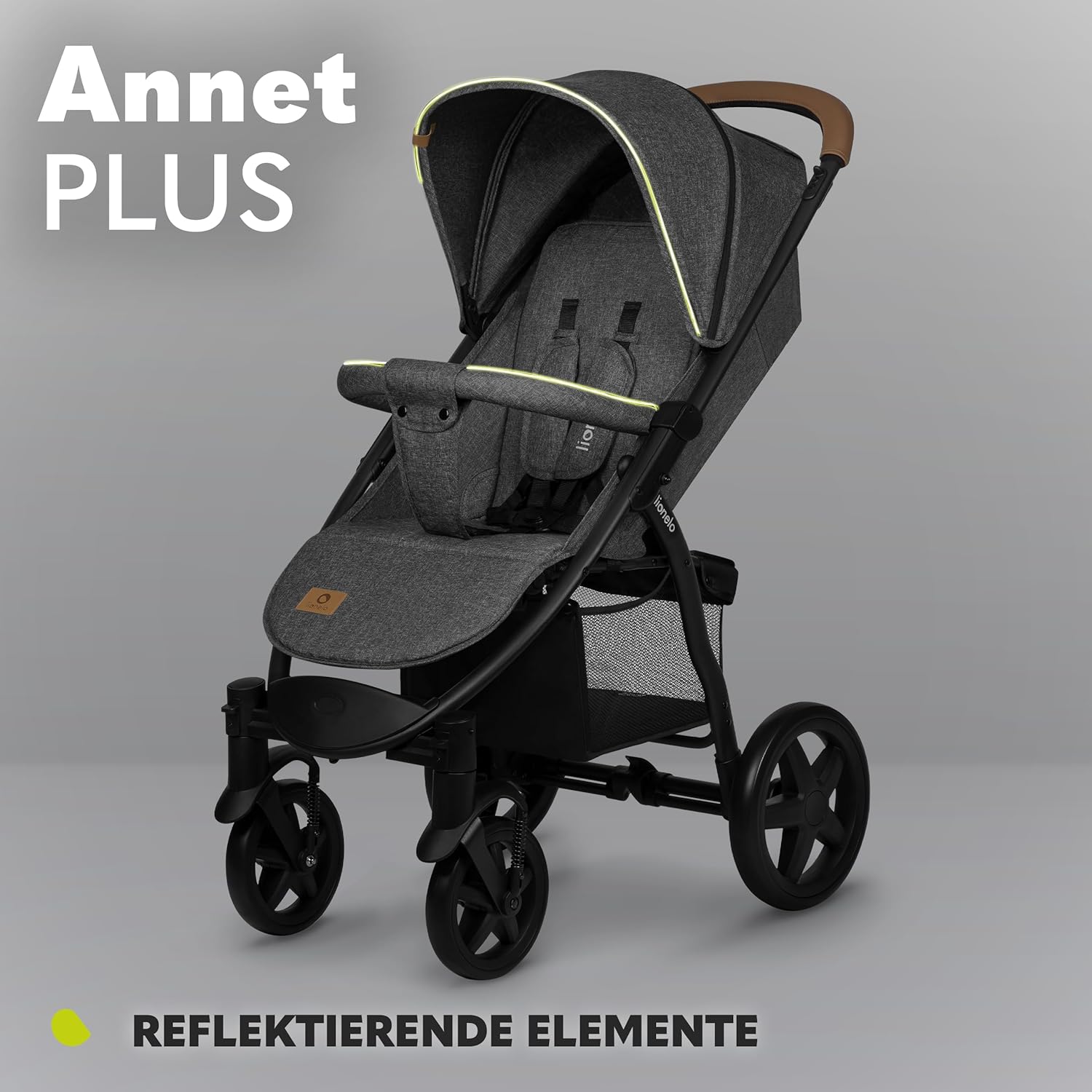 LIONELO Annet Buggy fino a 22 kg con funzione reclinabile, passeggino compatto richiudibile con accessori, ruote in schiuma EVA, zanzariera, coprigambe, portabevande, cestino (Golden Moments, Tour)