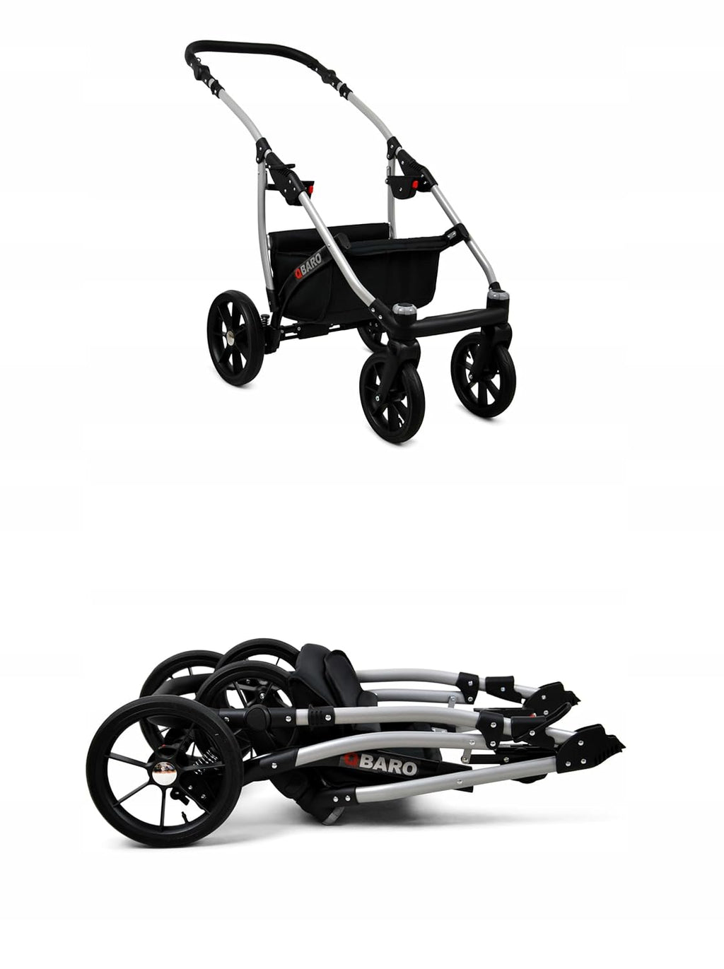 BabyLux® Bambimo Kinderwagen Set 3 in 1 - Qbaro - incl. Babywanne, Buggy Sportsitz, Auto-Babyschale - Autositz - Kinderwagenset - Kombikinderwagen mit Wickeltasche, Regenschutz usw.