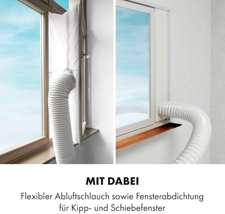 Klarstein Condizionatore Mobile con Tubo di Scarico, Climatizzatore 4 in 1, Ventilatore, Deumidificatore e Modalità Notturna, Condizionatore Piccolo e Portatile per Casa e Ufficio, Basso Consumo, 14000BTU