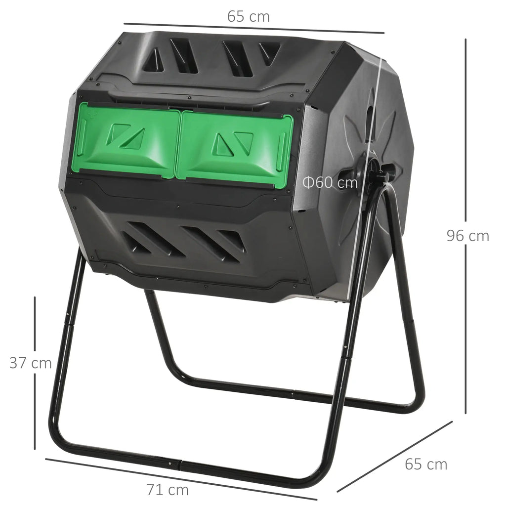 Compostiera rotante a 2 scomparti da 360° Outsunny