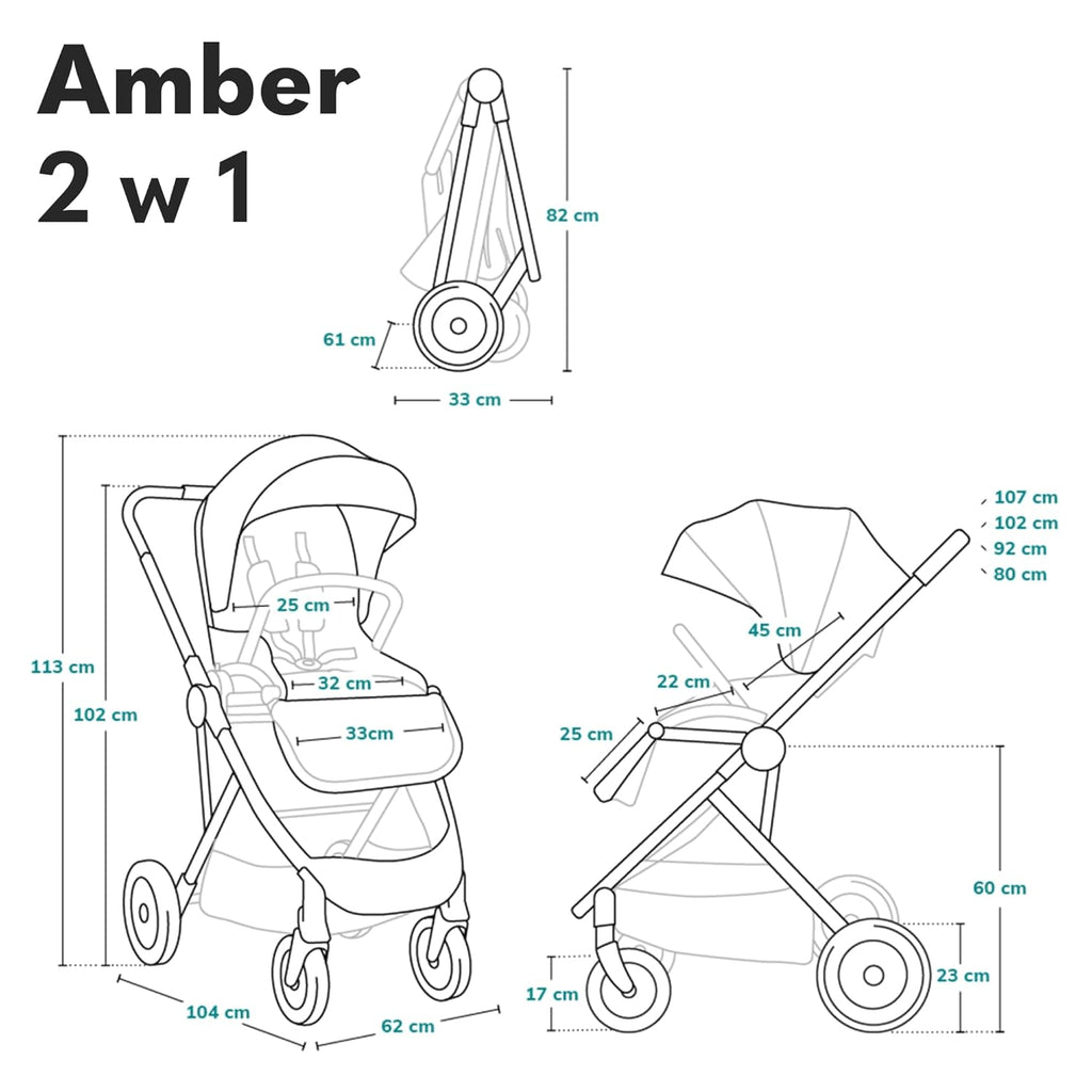 LIONELO Amber Kinderwagen 2 in 1 Kombikinderwagen, Kinderwagen Set mit sportlichen Sitz und fester Babywanne, Tasche, Moskitonetz, Abdeckung Regenblatt (Graphit)