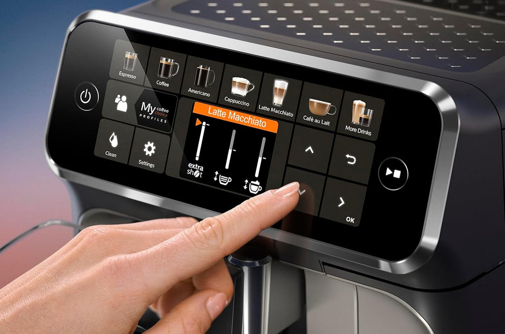 Philips Serie 5400 Macchina da Caffè Automatica – Sistema LatteGo, 12 Bevande a Base di Caffè, Display Intuitivo, 4 Profili Utente, Cromo (EP5447/90)