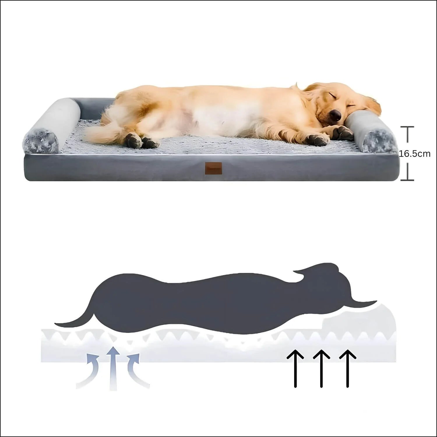 LuxDream – Cuccia Ortopedica per Cani, Impermeabile e Confortevole, Grigio