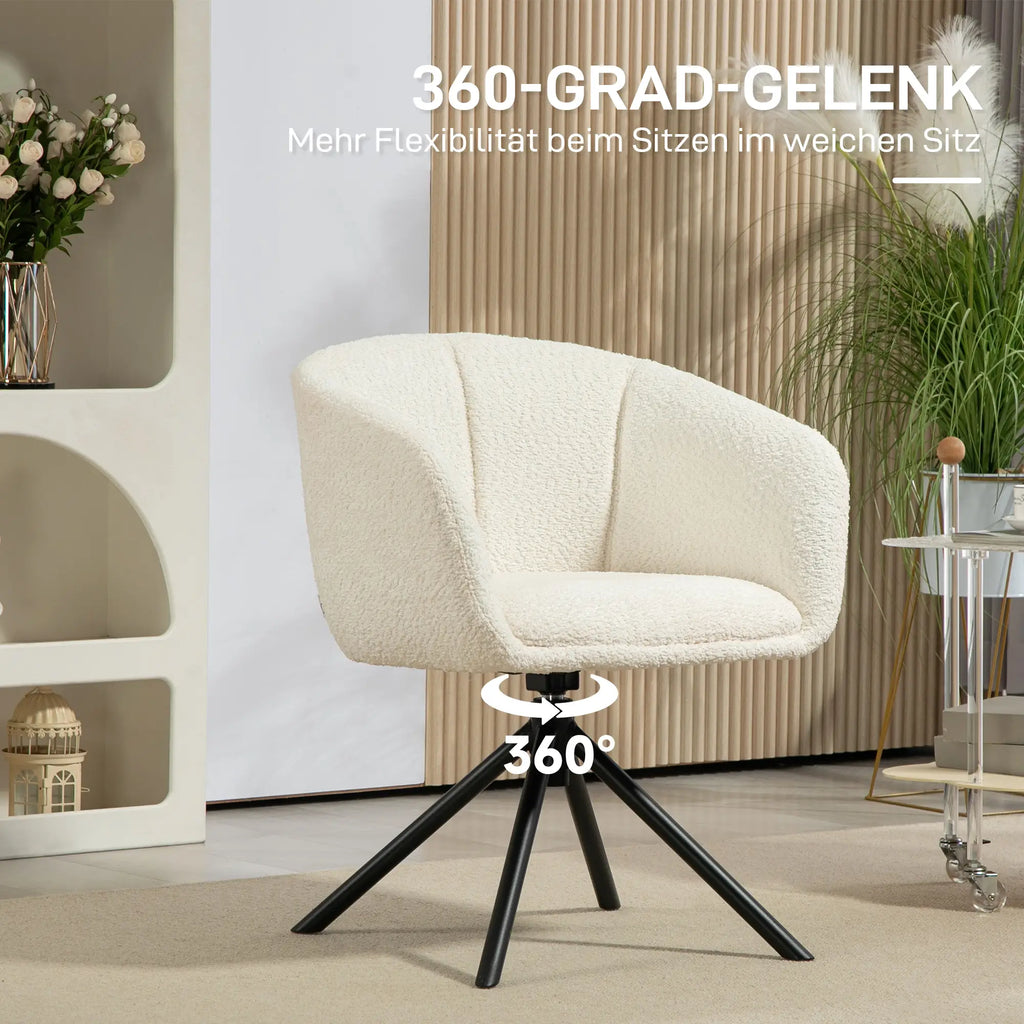 HOMCOM Sedia imbottita girevole con scocca, color crema