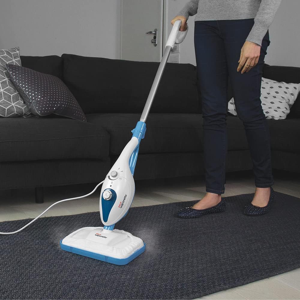 Polti PTEU0292 Vaporetto SV240 Scopa a vapore con pulitore a vapore integrato, uccide ed elimina il 99,9%* di virus, germi e batteri, Bianco/Verde