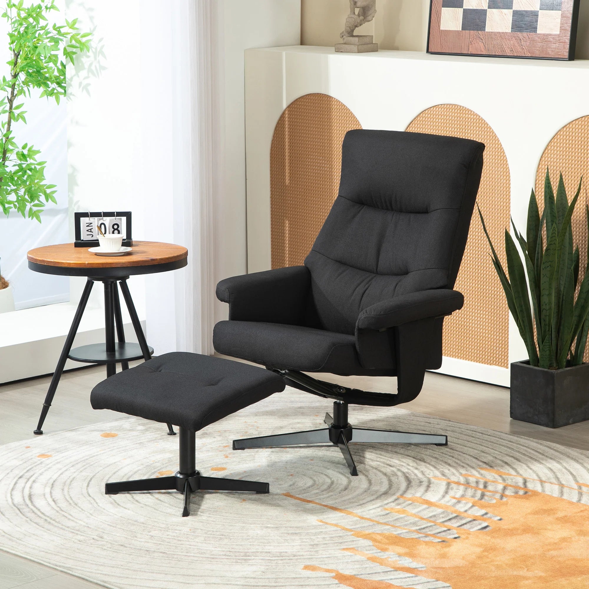 Poltrona Relax HOMCOM con Sgabello & Funzione Reclinabile Nero