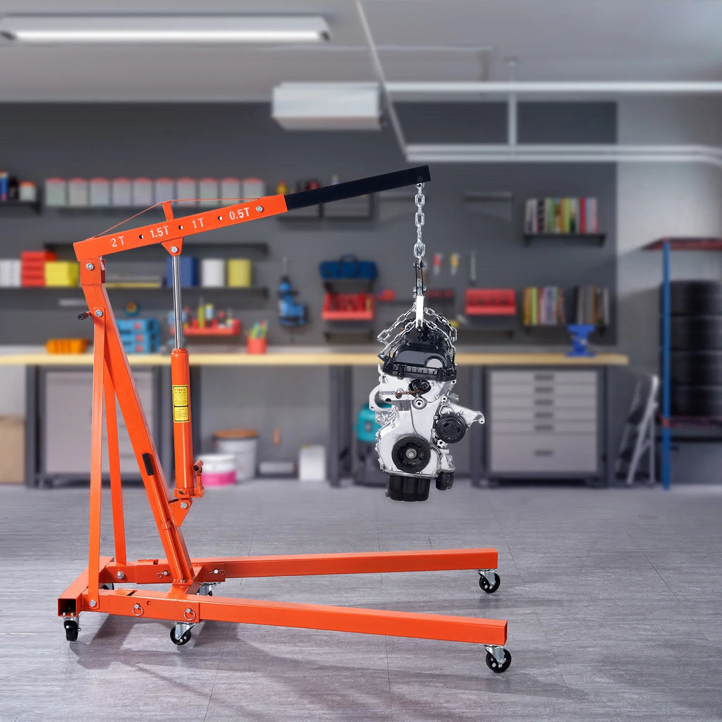 BENTISM 2T Gru a Motore Pieghevole con Livella, Gru per Motori 4400 lbs/2 Ton, Elevatore Robusto, Gru da Officina, Gru per Motore Resistente all'Invecchiamento