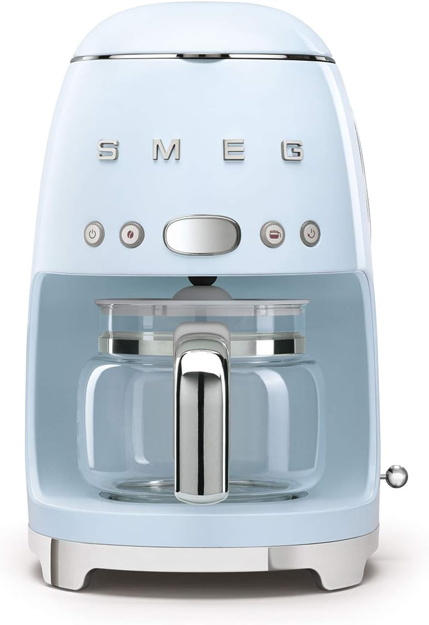 Smeg, DCF02BLMEU, Macchina da caffè con filtro, Funzione aroma e avvio automatico, Caraffa in vetro fino a 12 tazze, 2 livelli di intensità, Funzione di mantenimento del calore, 1050W, Nero opaco