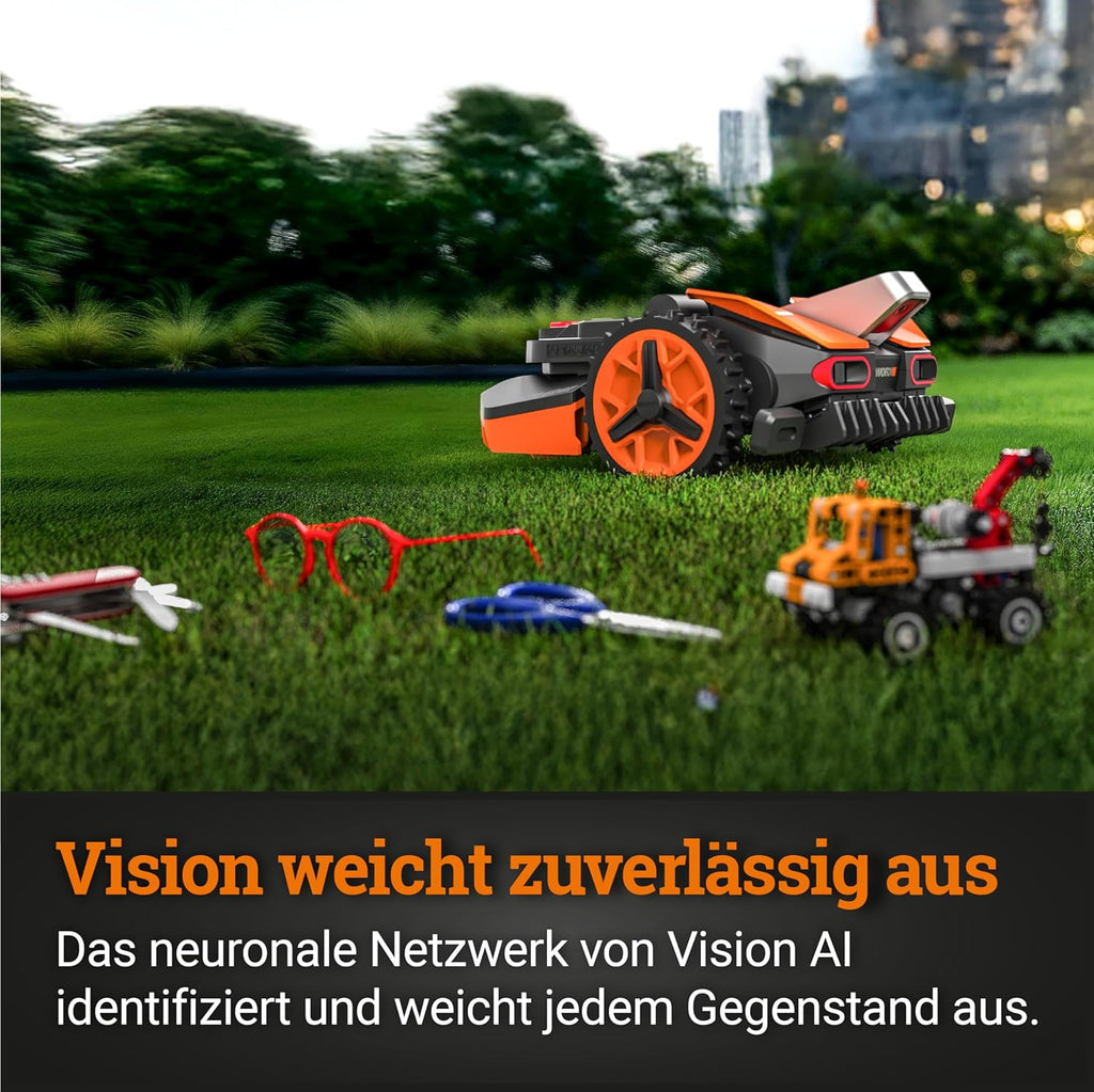 WORX Landroid WR169E Robot Rasaerba con Filo Perimetrale per Giardini fino a 300m² - Navigazione AIA - Controllo tramite App, WLAN, Bluetooth - Taglio Bordo - Larghezza di taglio 16 cm - Altezza di taglio 30-60 mm