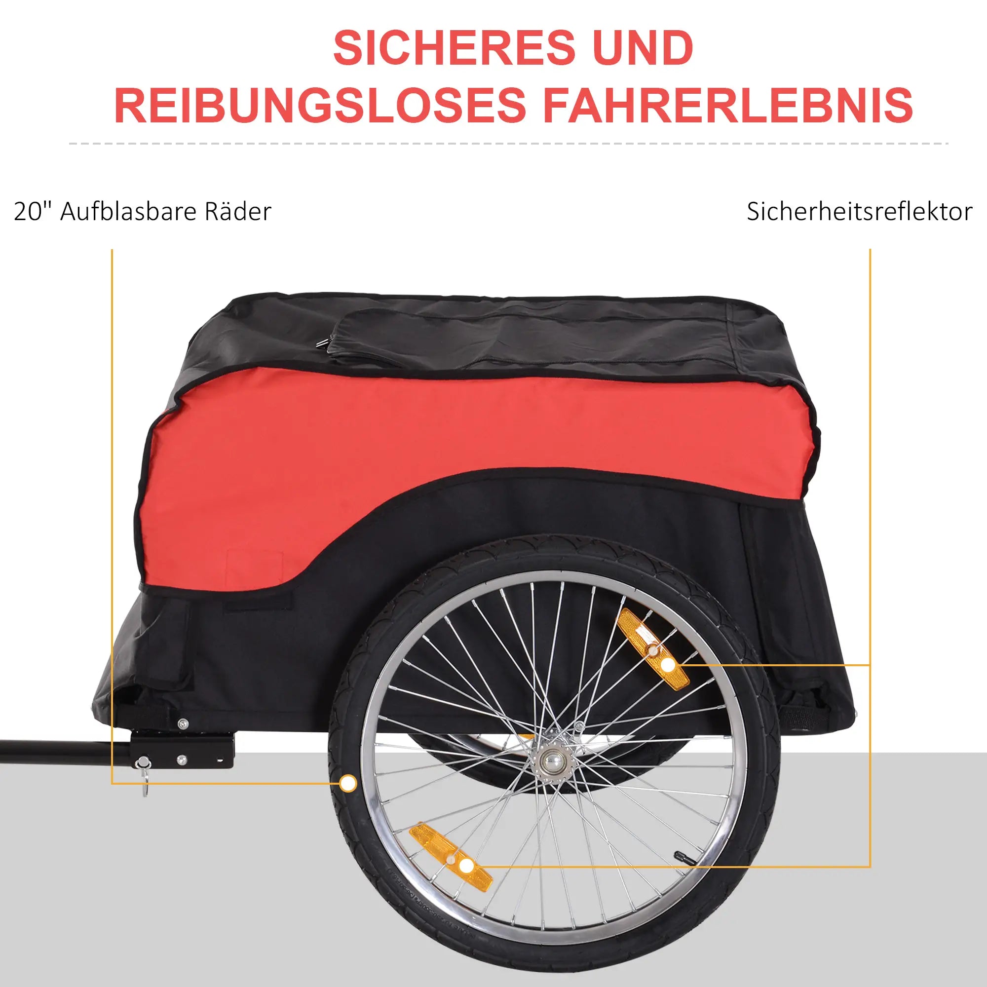 HOMCOM Rimorchio per bici, rimorchio per carico pieghevole con box di trasporto grande