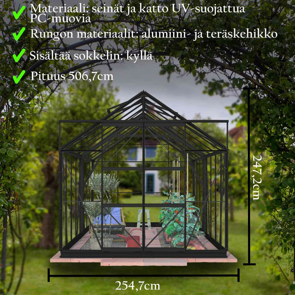 Lykke Gewchshaus Hybrid 13m2, schwarz