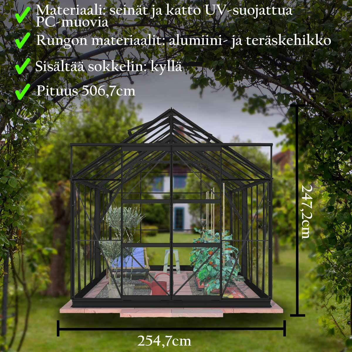 Lykke Gewchshaus Hybrid 13m2, schwarz